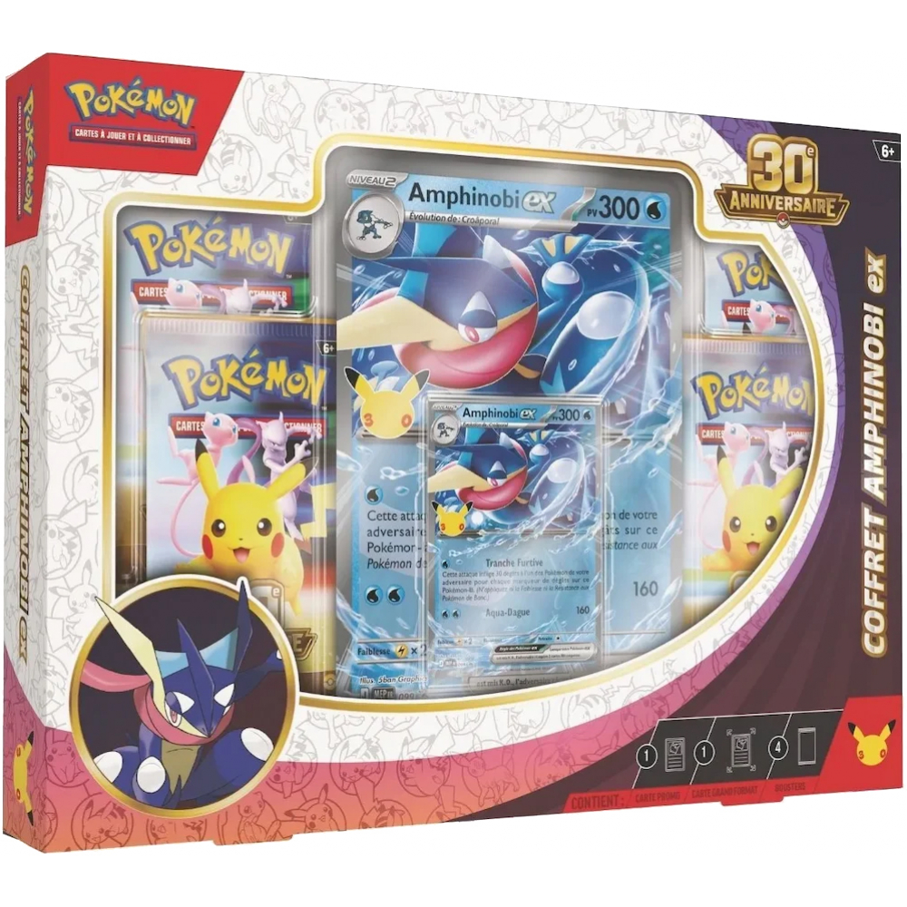Coffret Pokémon 30e Anniversaire Amphinobi-ex avec 4 boosters